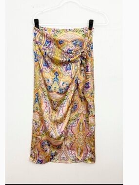 Zara Paisley Multi Color Satin Wrap Skirt Size XS